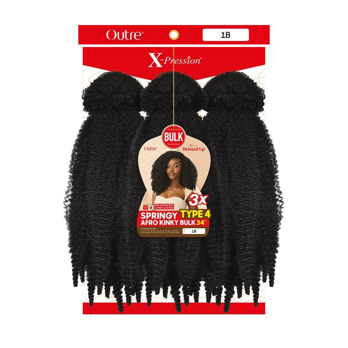 X-Pression Twist Up Springy Type 4 Kinky Bulk 3X 34" 