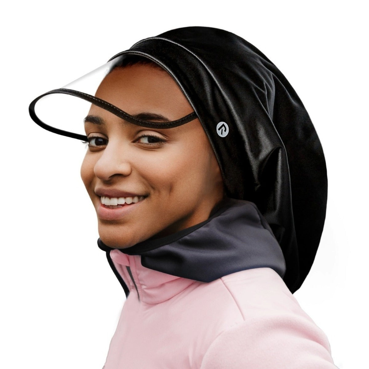 Bonnet de pluie imperméable doublé de satin [X Large] [Noir] #HQ501