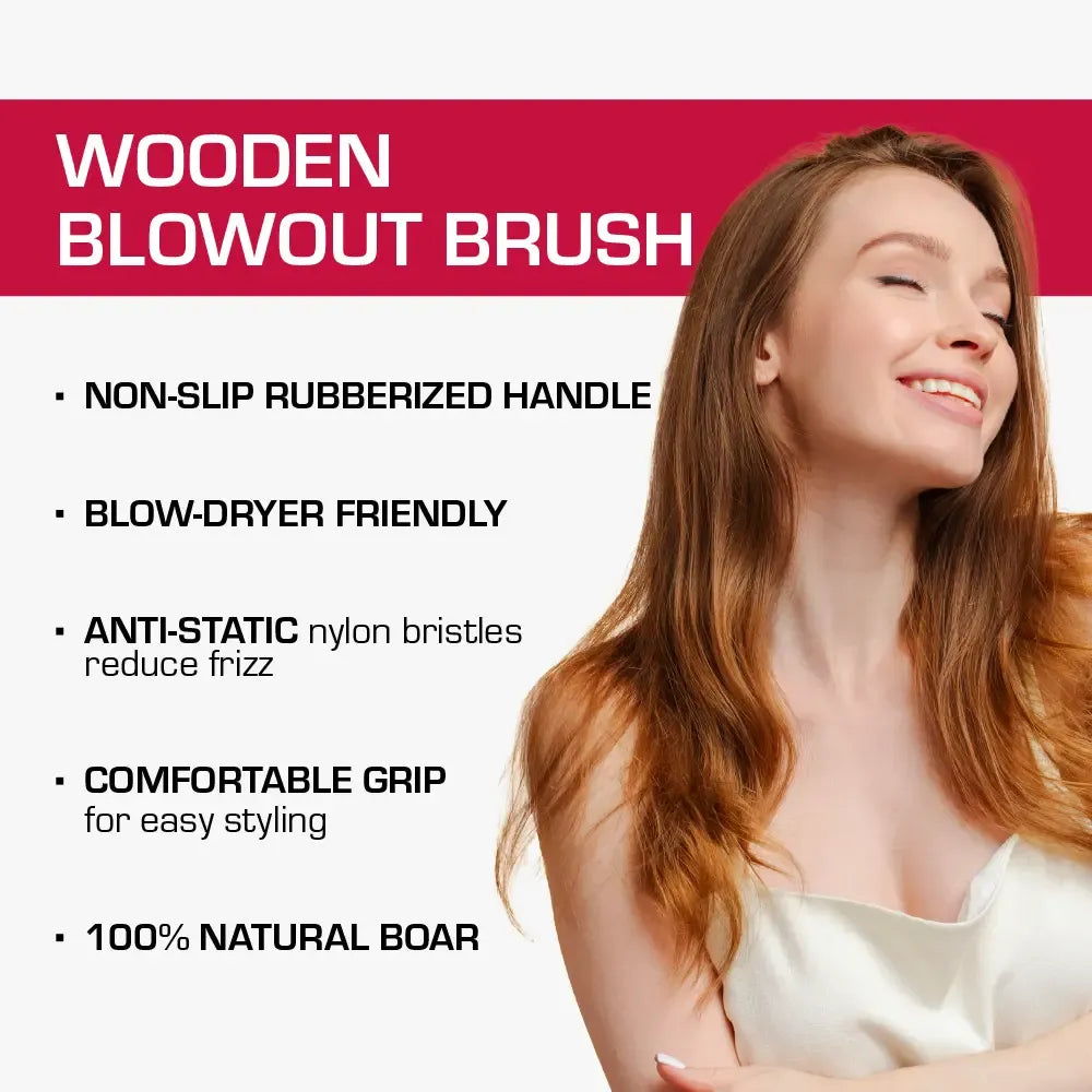 Wooden Round Blowout Brush #HH221