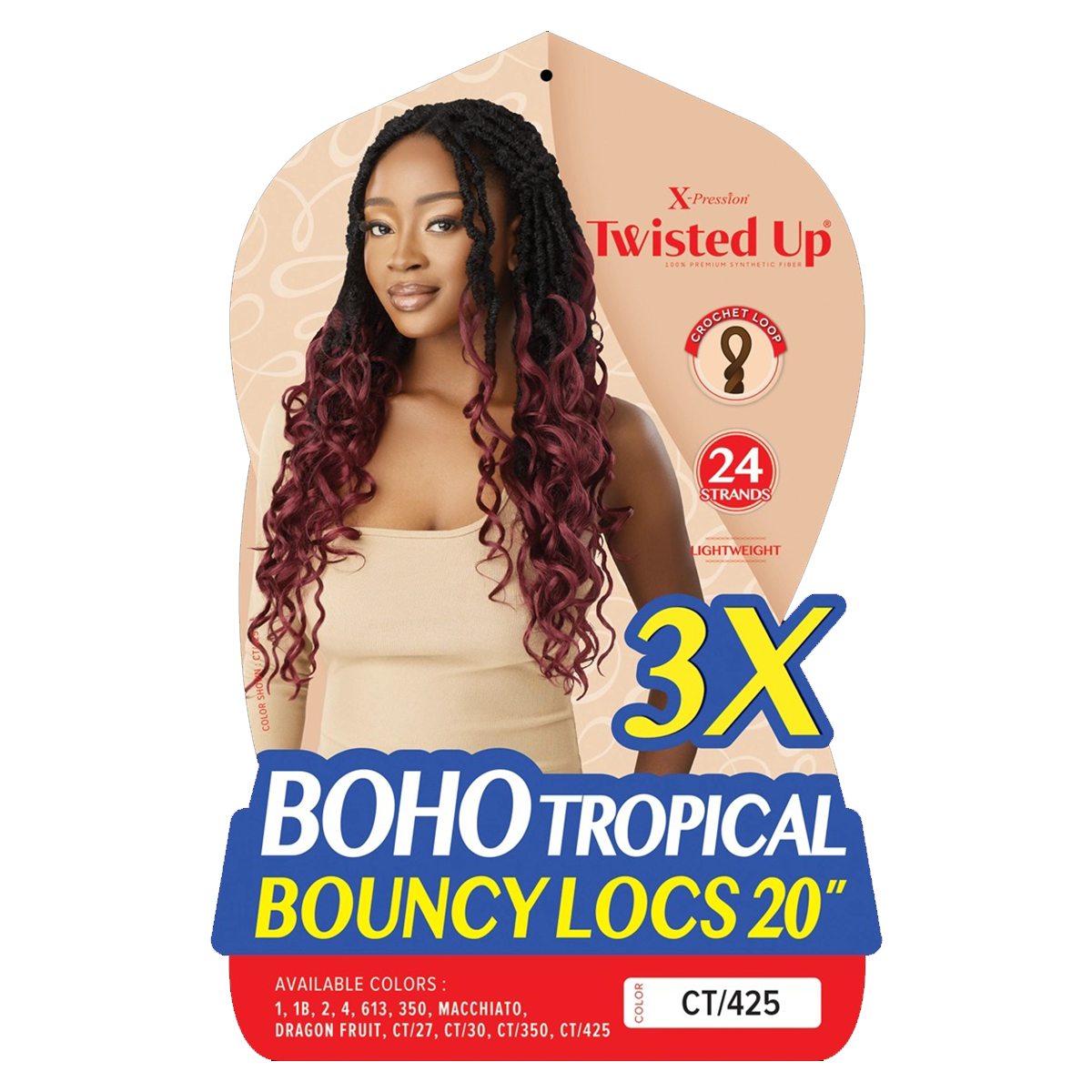 X-Pression Twisted Up Boho Tropical Locs rebondissants 20" 3x