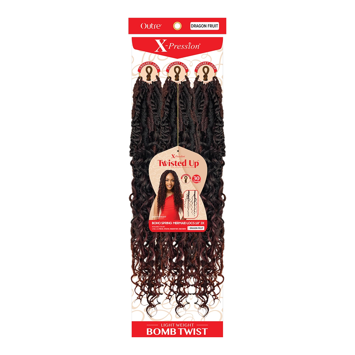 X-Pression Twisted Up Crochet Braid Boho Spring Mermaid Locs 18" 3x