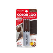 ABSOLUTE NEW YORK Color 2GO instant gray hair touch up product packaging showing black brown hair touch up stick