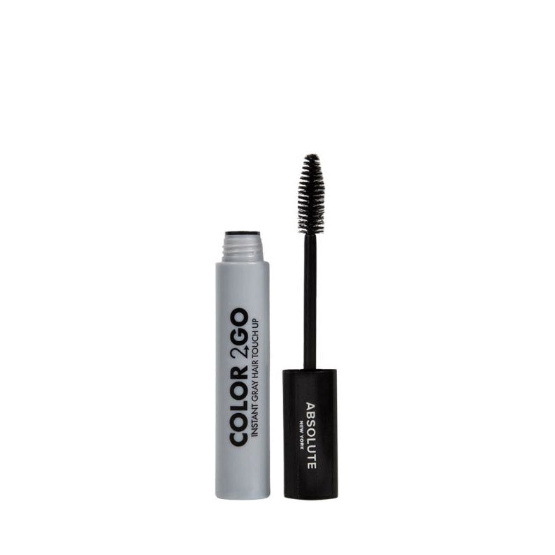 ABSOLUTE NEW YORK black hair touch up brush with mascara style wand and gray tube for quick root coverage
