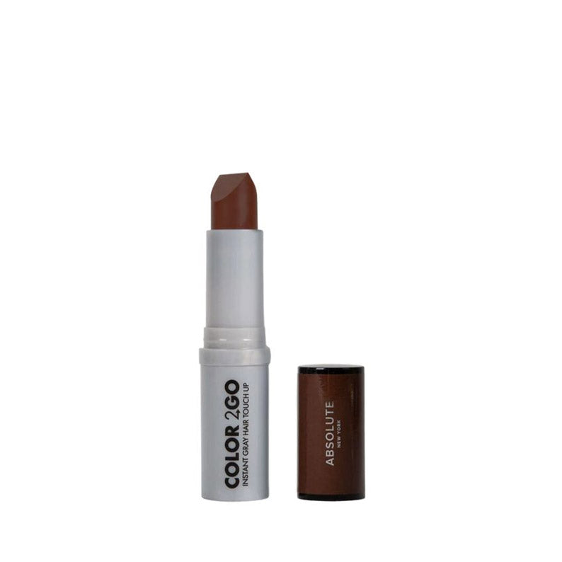 Absolute New York Color 2GO dark brown hair touch up stick in stick format with brown cap and angled tip