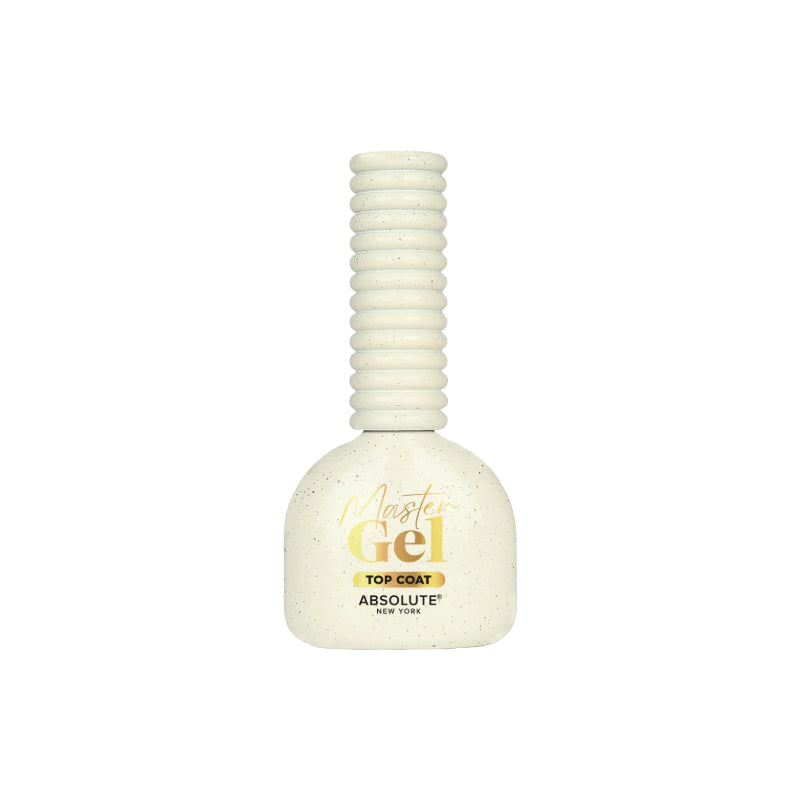 ABSOLUTE NEW YORK Master Gel gel nail top coat bottle with textured white cap