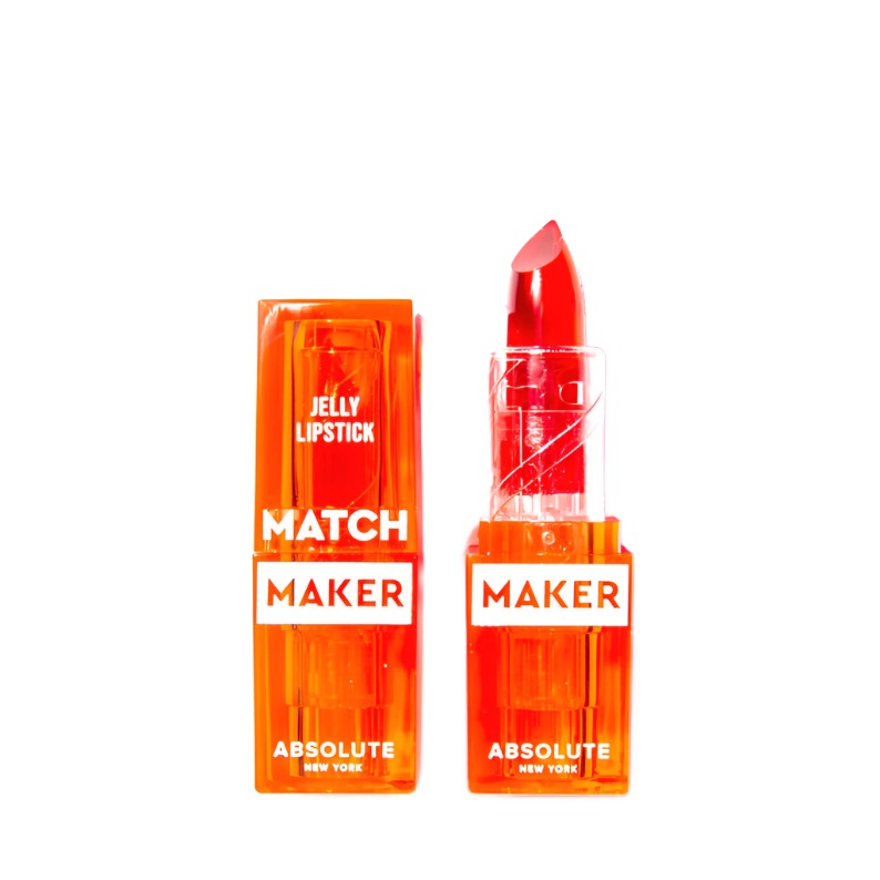 Absolute New York jelly lipstick pink in a vibrant orange case with transparent design
