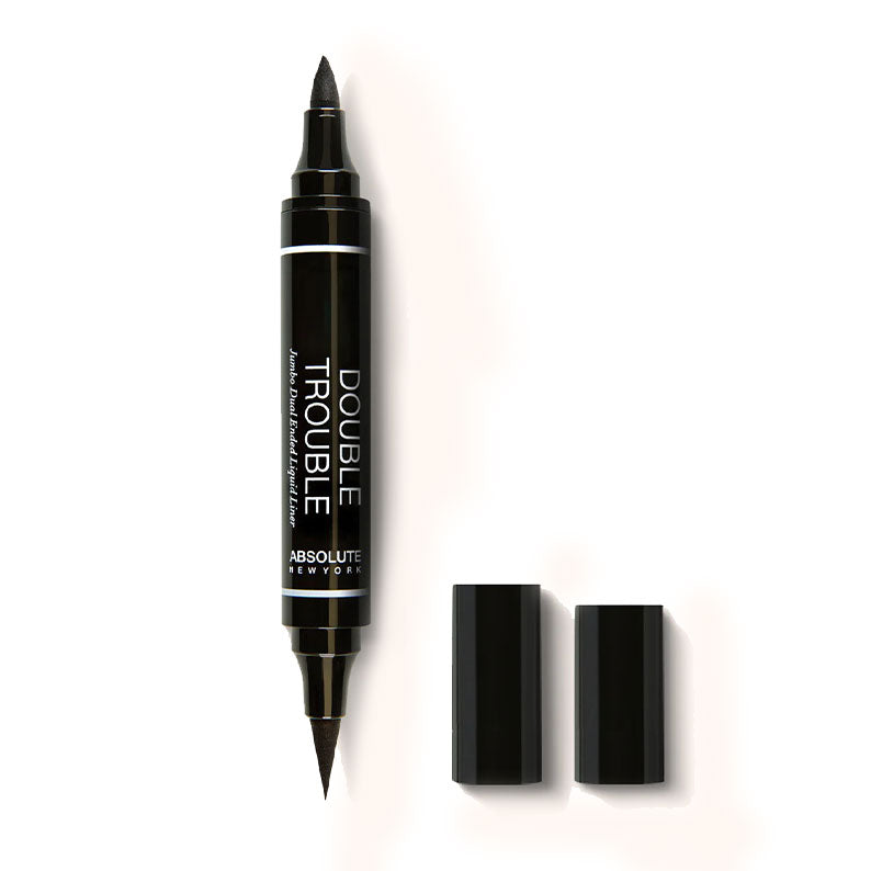 ABSOLUTE NEW YORK double ended liquid eyeliner black dual tip marker with fine and angled felt tips and caps