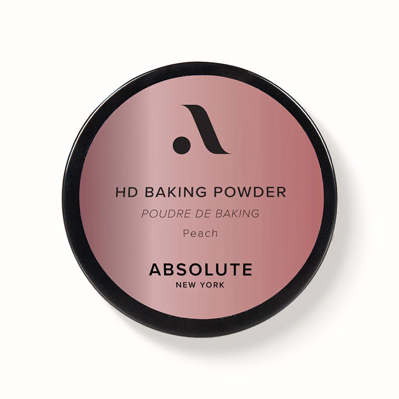 Absolute New York HD baking powder peach translucent setting powder in round compact with peach label