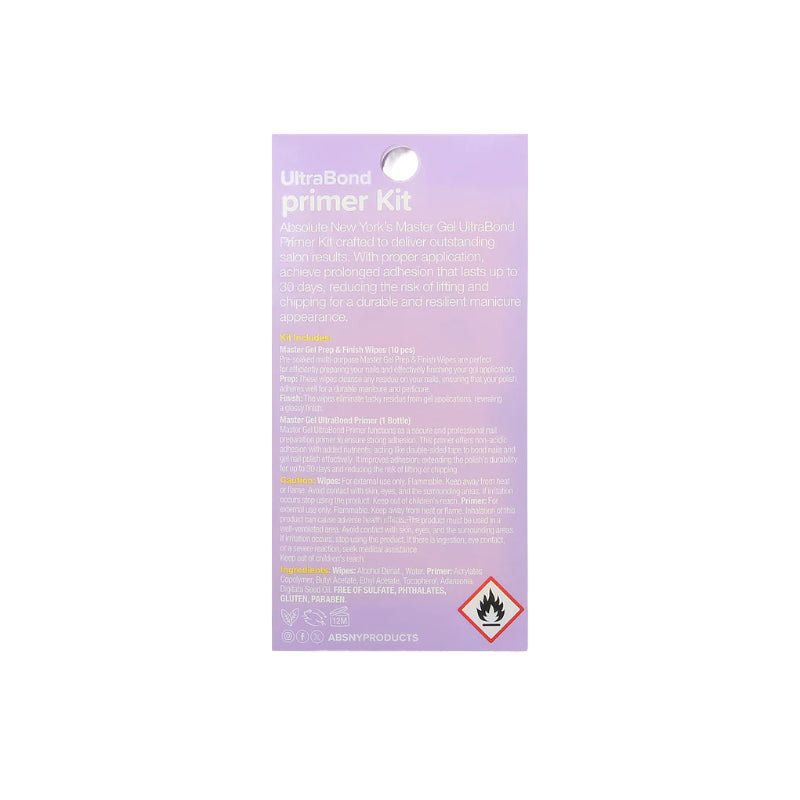 Absolute New York Ultrabond nail primer kit packaging with detailed product information