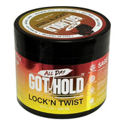 EBIN All Day Got Hold Lock N Twist jar with sage scent maximum hold twisting gel for locs and twist styles 10 fl oz