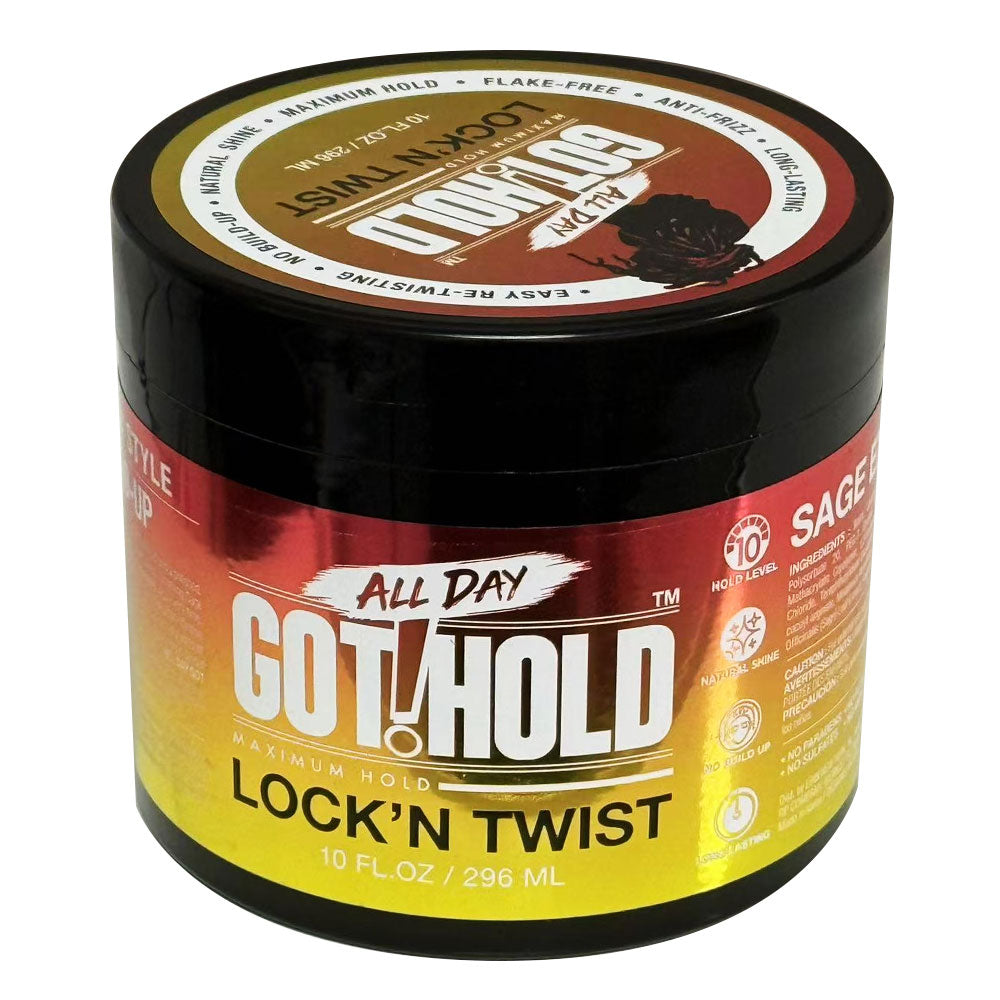 EBIN All Day Got Hold Lock N Twist jar with sage scent maximum hold twisting gel for locs and twist styles 10 fl oz