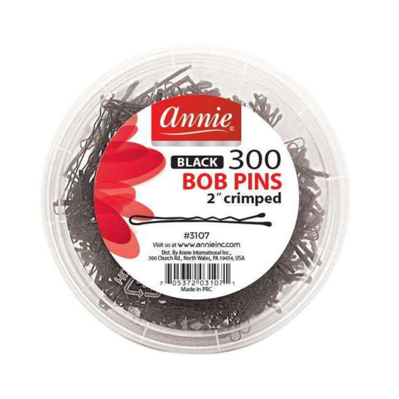 ANNIE 300 pack bobby pins in black 2 inch crimped hair accessories in clear round container