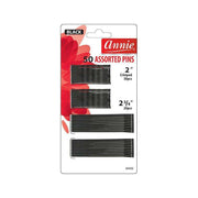 Annie black hair pins set with 50 assorted pins in different sizes for versatile styling