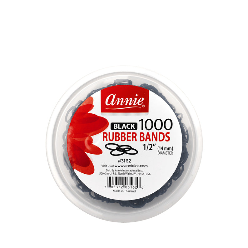 ANNIE black hair rubber bands pack with 1000 pieces 14mm diameter for versatile hair styling