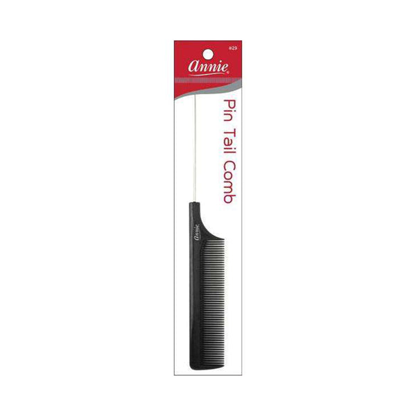 ANNIE black pin tail comb with fine teeth and pointed metal tail for precise hair styling