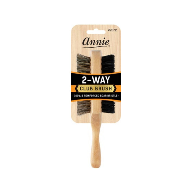 Annie 2-way club boar bristle hair brush with wooden handle for styling and grooming