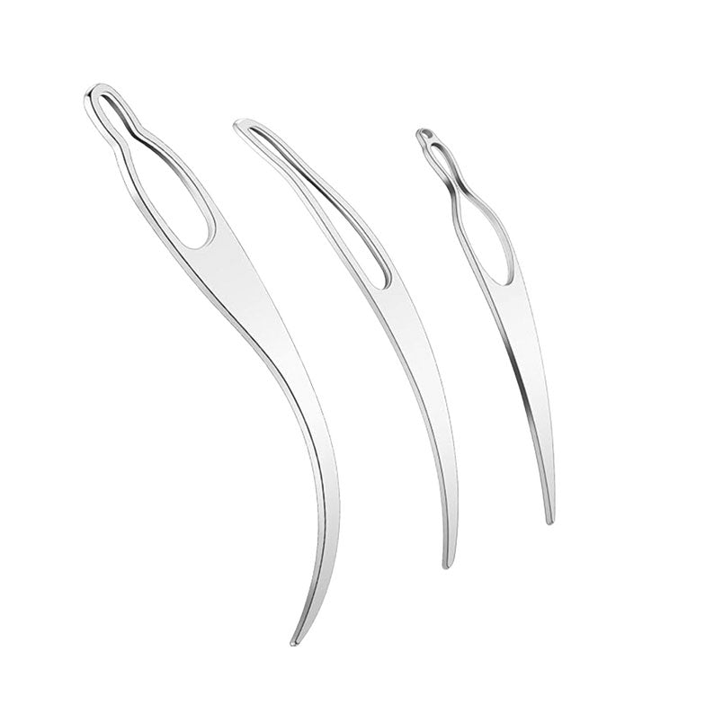 ANNIE silver curved metal dreadlock crochet interlocking tool set of three for tightening and maintenance
