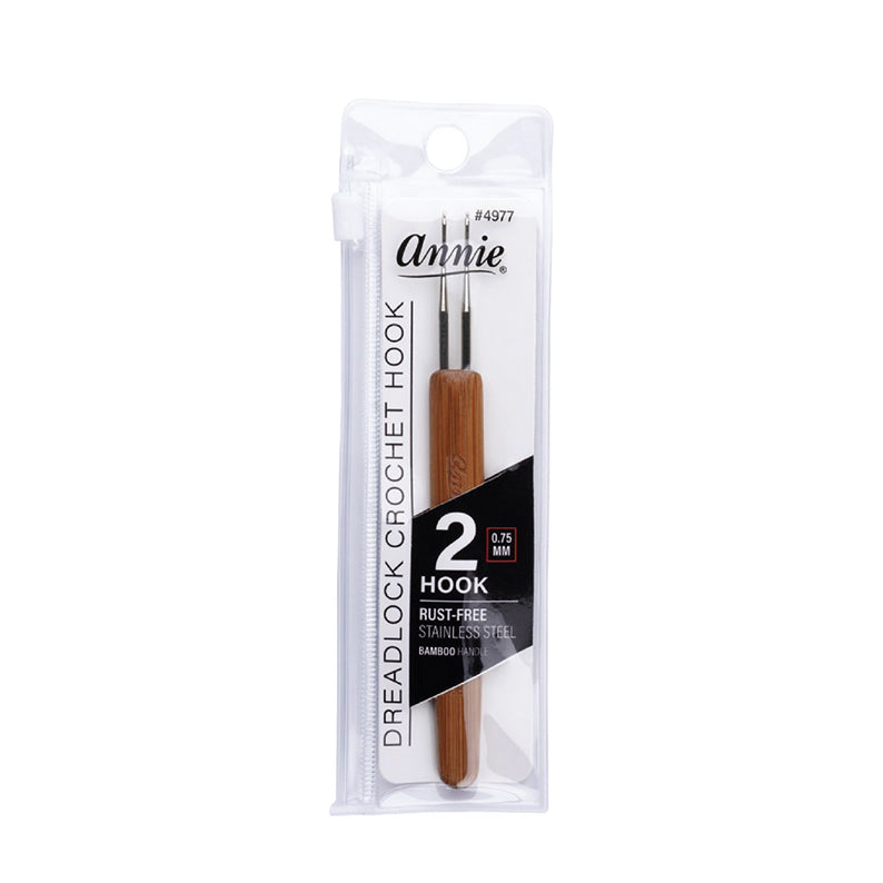 ANNIE dreadlocks crochet needle 2 hook set with rust-free stainless steel and bamboo handle