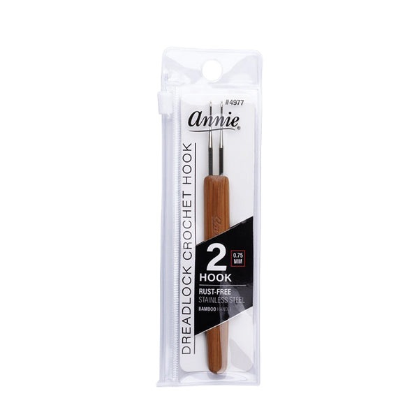 ANNIE dreadlocks crochet needle 2 hook set with rust-free stainless steel and bamboo handle