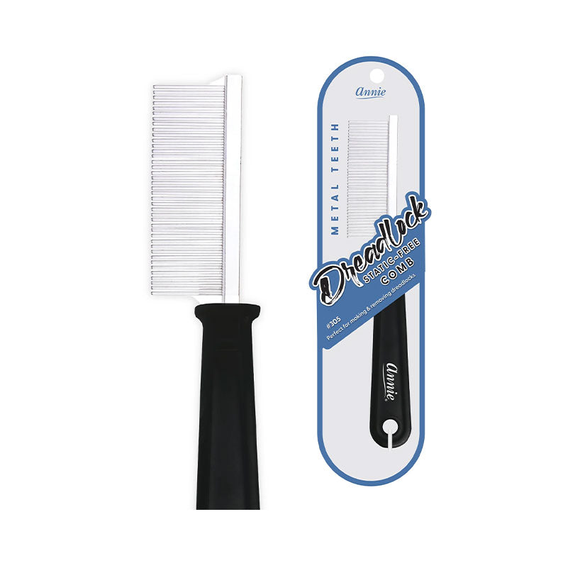 ANNIE metal teeth extra long dreadlock comb with black handle for sectioning and maintenance of long dreadlocks