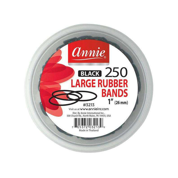 Annie large black rubber bands for hair pack with 250 elastic bands in round container