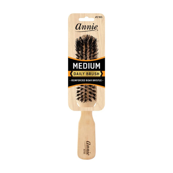 ANNIE medium daily brush with reinforced boar and nylon bristle brush on wooden handle