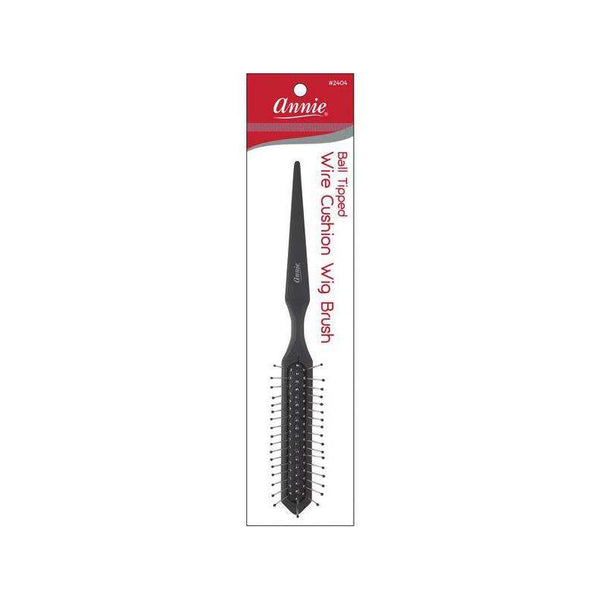 Annie metal wig brush with ball tips black wire cushion brush with long pointed tail handle