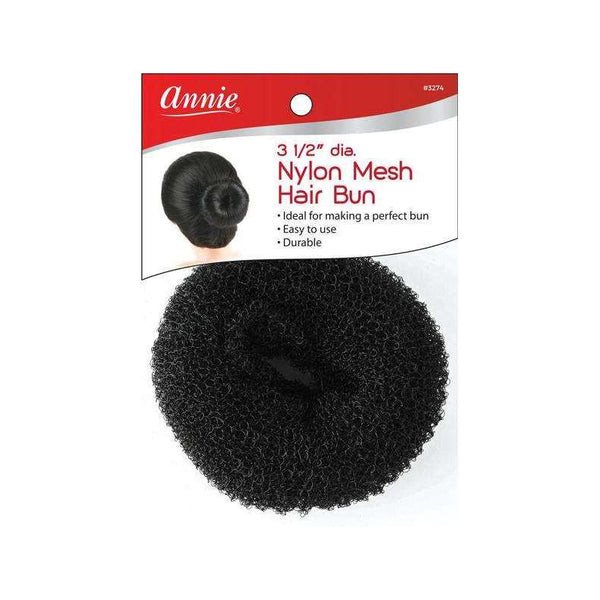 ANNIE nylon hair bun maker black mesh donut tool for creating smooth bun hairstyles