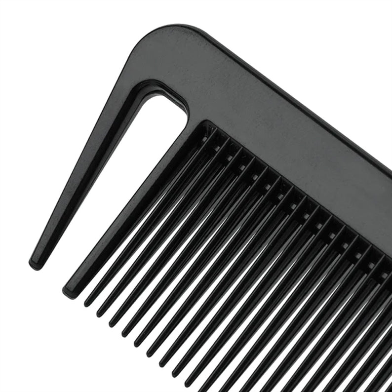 ANNIE rat tail section comb black with fine teeth and pointed handle for precise hair parting