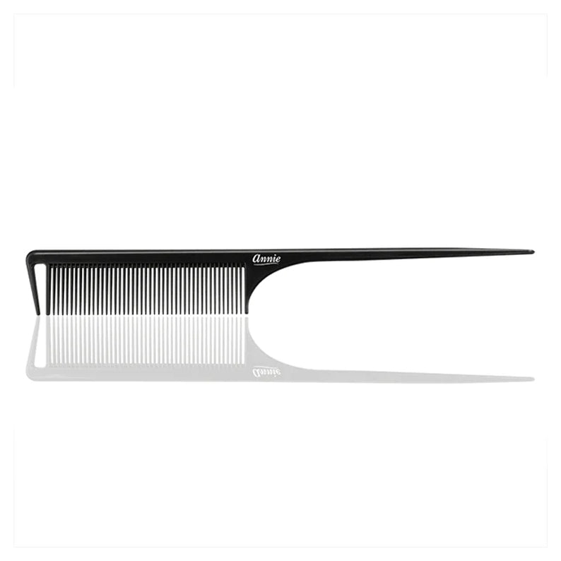 ANNIE rat tail section comb black with fine teeth and pointed handle for styling