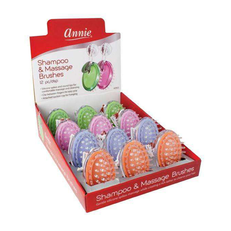 Annie colorful scalp massage shampoo brush set with silicone spikes for gentle scalp massage