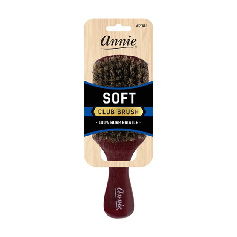 Annie soft boar bristle brush wooden handle club brush in packaging for smoothing and polishing hair
