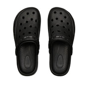 black air clog sandals RED BEAUTY by KISS top view pair with ventilation holes textured footbed and heel strap