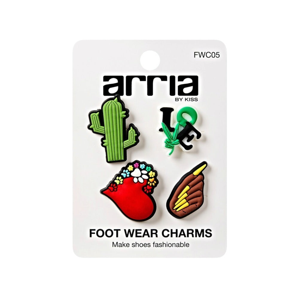 RED BEAUTY by KISS footwear charms for shoes pack with cactus red lips brown nail and green love designs