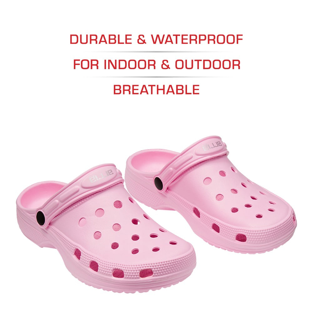 RED BEAUTY by KISS pink air clog classic waterproof breathable slip on clog with heel strap for indoor outdoor