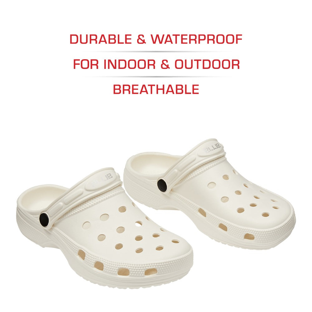 RED BEAUTY by KISS white air clog shoes pair with adjustable heel strap ventilation holes durable waterproof