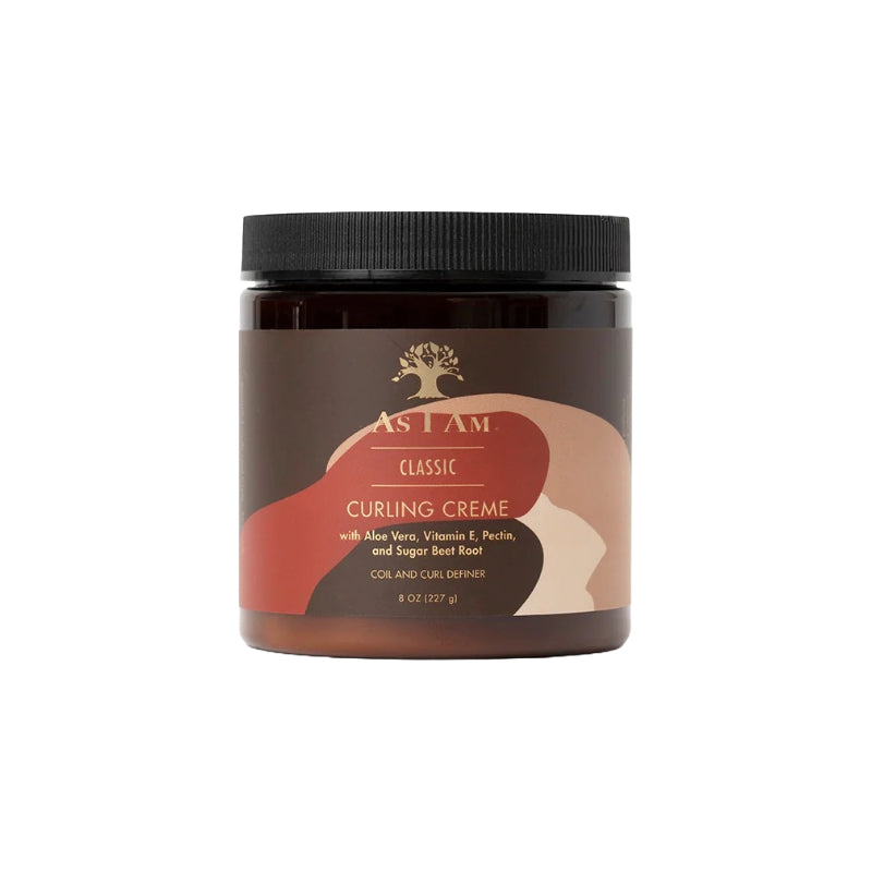 AS I AM Classic curly hair curling cream jar 8 oz with brown label and black lid for coil definition