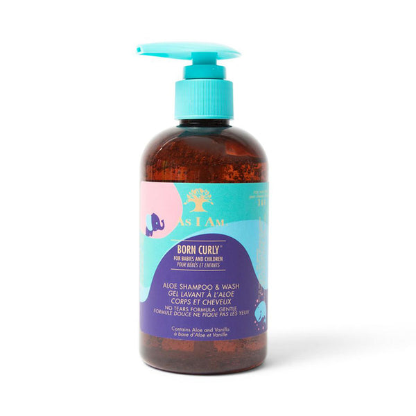 AS I AM Born Curly aloe shampoo pump bottle for babies and children curly hair shampoo for kids gentle
