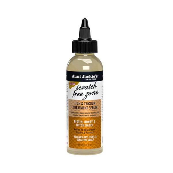 Aunt Jackies Scratch Free Zone braid itch relief serum bottle with biotin honey and witch hazel for sensitive scalp