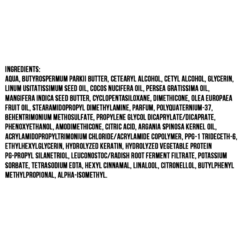 Aunt Jackies intensive repair hair masque ingredient list printed in black text on white background