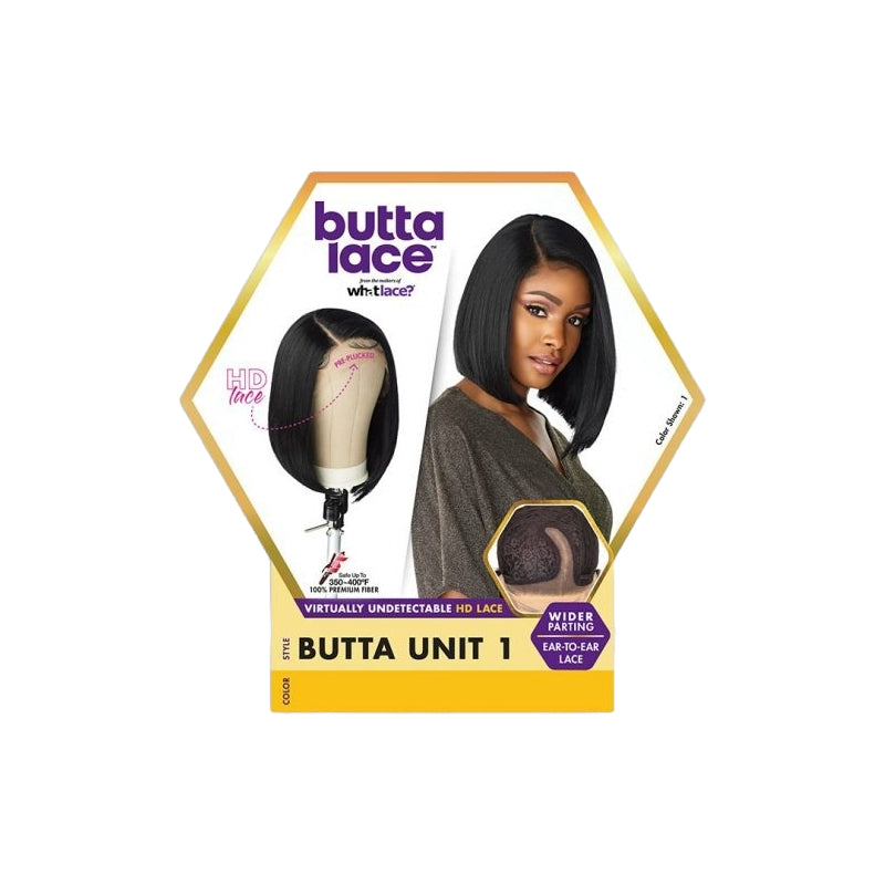 SENSATIONNEL Butta Lace wig human hair sleek angled bob with HD ear to ear lace and center part