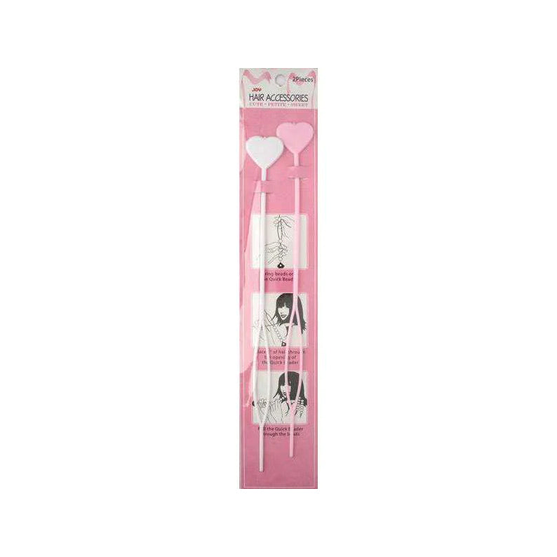 ANNIE hair beader tool set pink heart topped threading rods in packaging for adding beads to braids