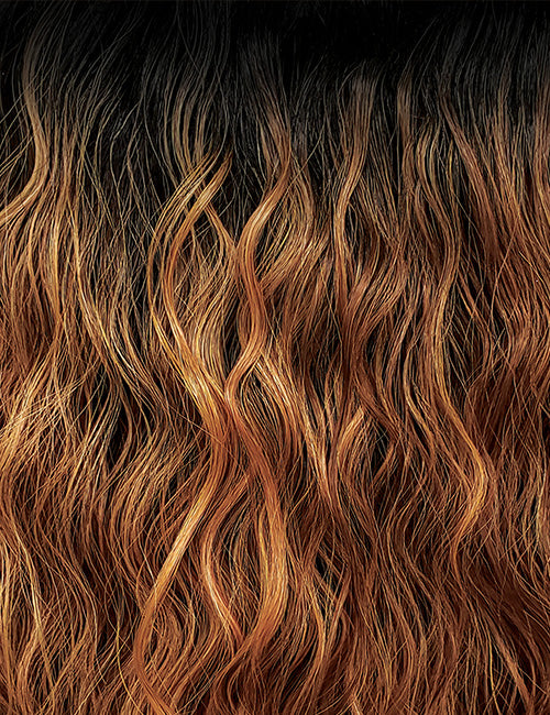 OUTRE synthetic wrap pony half wig wavy ombre hair with dark roots blending to caramel brown