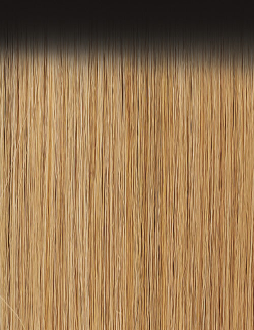 OUTRE synthetic wrap pony half wig honey blonde with dark roots straight synthetic hair closeup texture