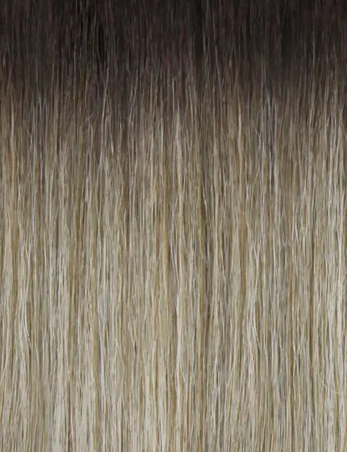 OUTRE 13x6 lace frontal wig straight ombre hair with dark brown roots fading to ash blonde smooth texture