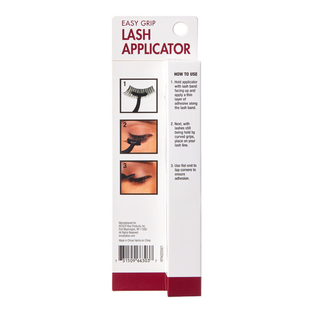IVY BEAUTY by KISS easy grip lash applicator product back packaging with step by step application photos and instructions