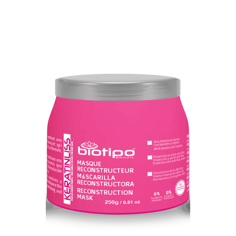 BIOTIPO keratin hair mask for damaged hair 250g pink reconstruction mask jar