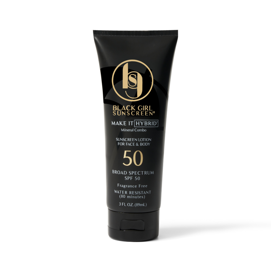 Black Girl Sunscreen SPF 50 Make It Hybrid mineral combo lotion tube fragrance free water resistant for face and body