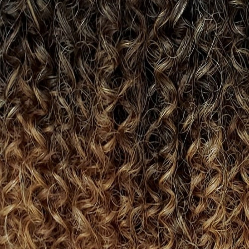 OUTRE 4C coily clip in hair extensions close up brown to honey blonde ombre coily texture