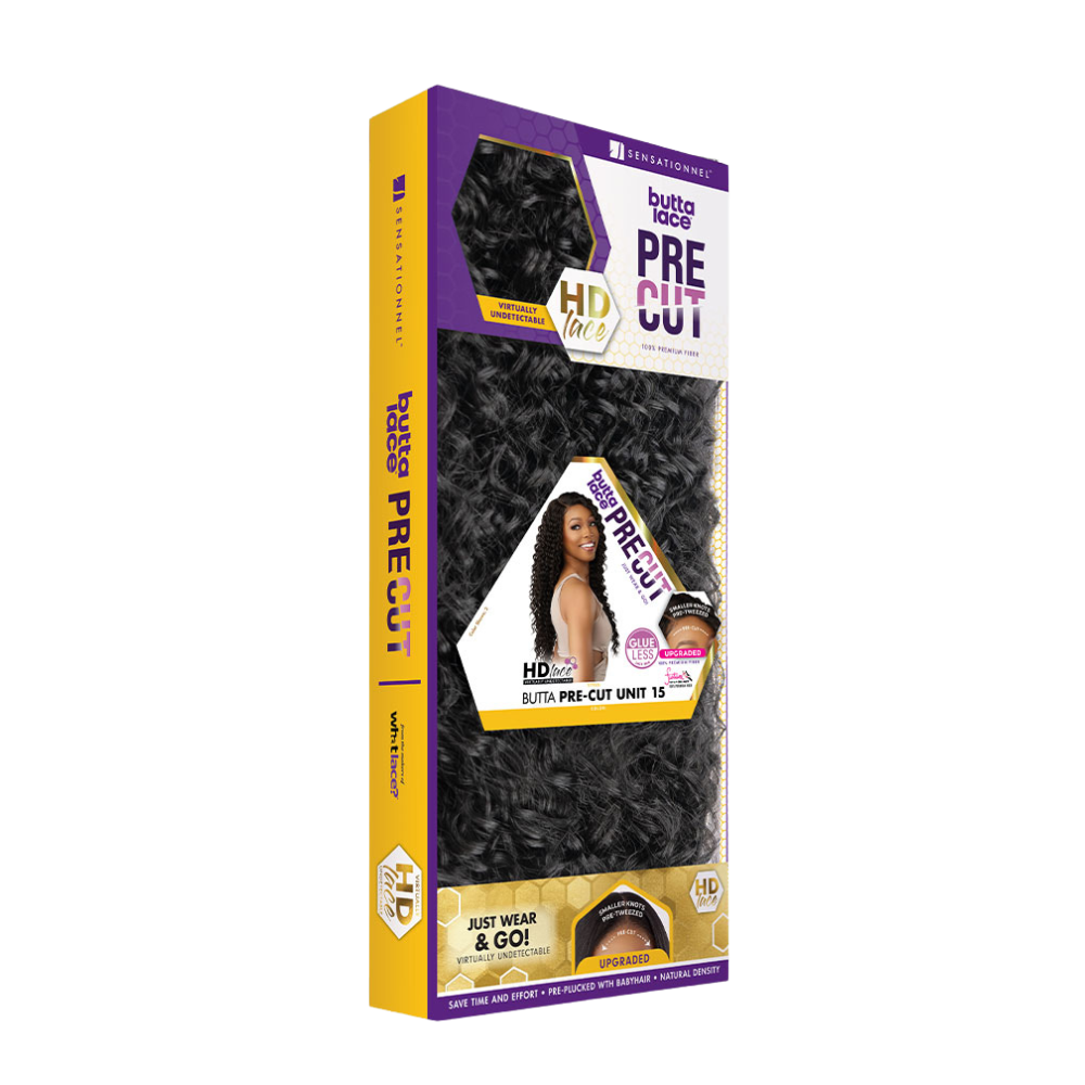 SENSATIONNEL Butta Lace Pre Cut black curly wig unit 15 in packaging synthetic ready to wear